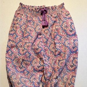 Mini Boden Haram Balloon Pants Girls Size 6 Floral Elastic Cuffs